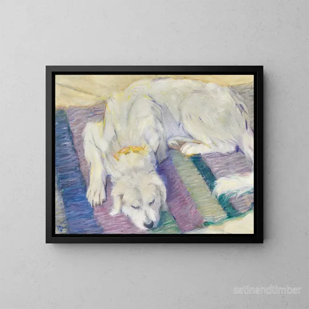 Reproduktion av målningen Hund liggande, hundporträtt - Franz Marc