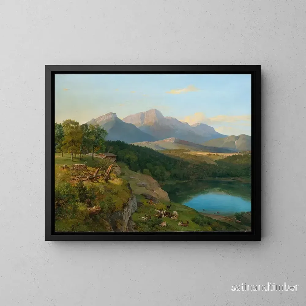 Reproduktion av målningen Vy över Untersberg i Berchtesgaden-området - Heinrich Brandes