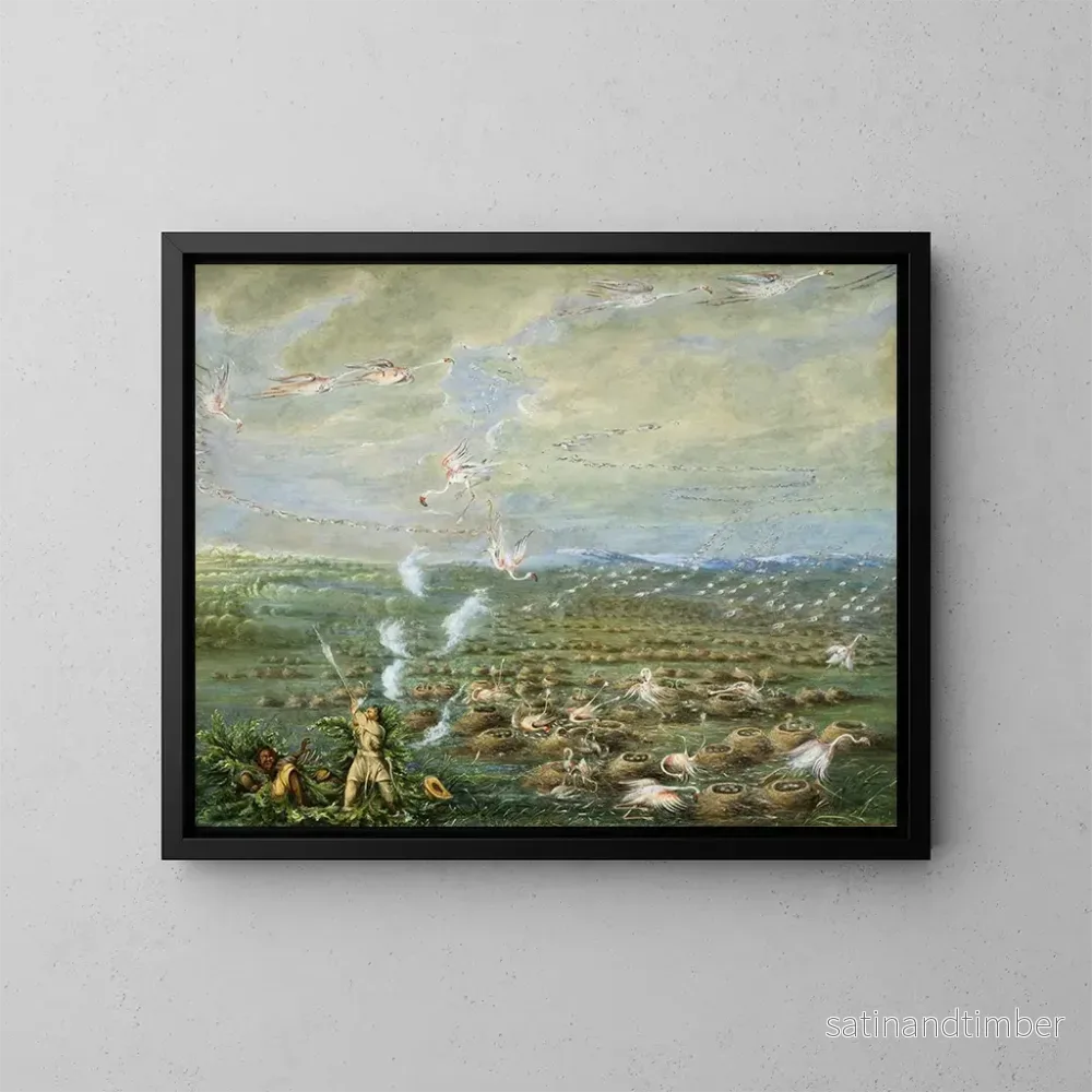Reproduktion av målningen Tir de flamants i Sydamerika – George Catlin Reproduktion av målningen Tir de flamants i Sydamerika – George Catlin