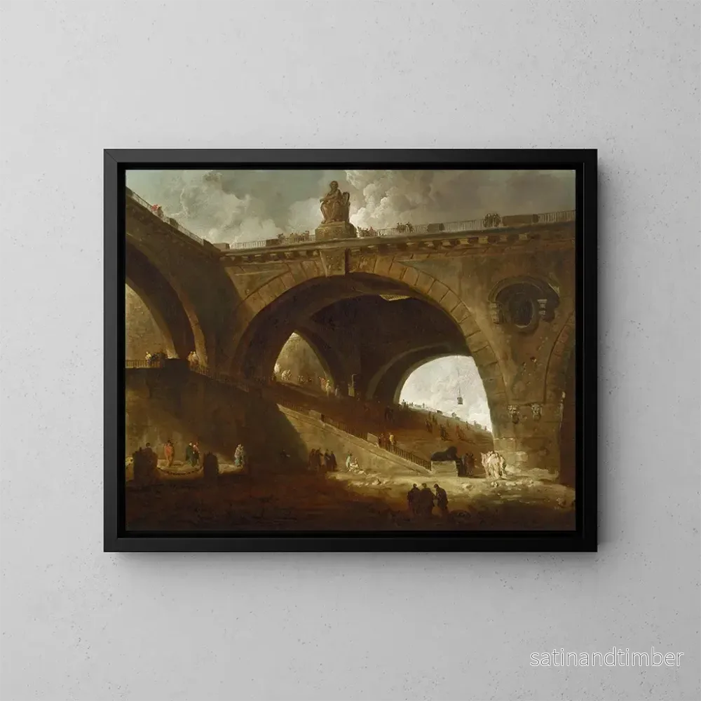 Reproduktion av målningen Le Vieux Pont - Hubert Robert