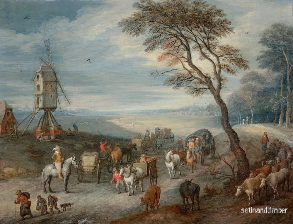 Reproduktion av målningen Le départ pour le marché près d'un moulin - Joseph van Bredael - Bild 2
