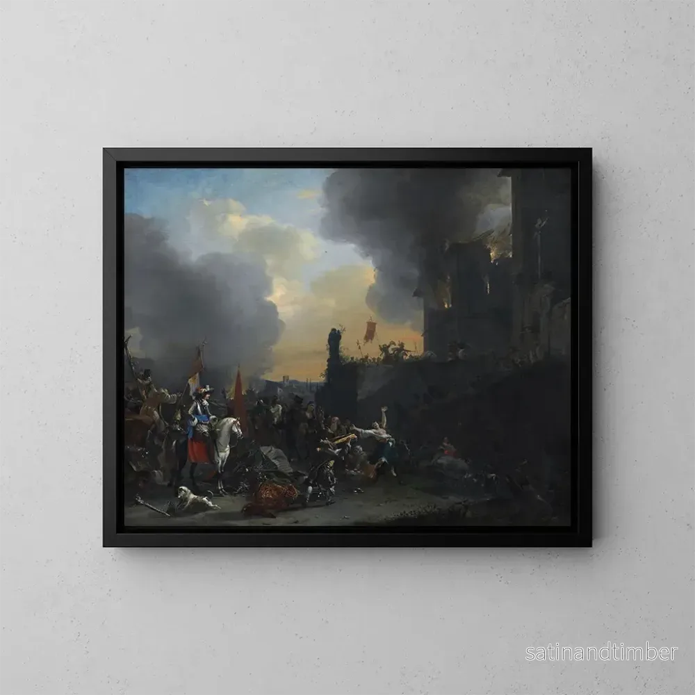 Reproduktion av målningen av soldater som plundrar och bränner ett kloster - Willem Schellinks