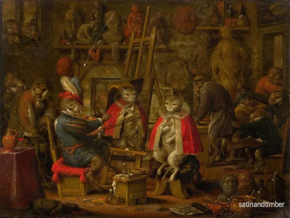Reproduktion av målningen L'atelier du peintre singe - Nicolaes van Veerendael - Bild 2