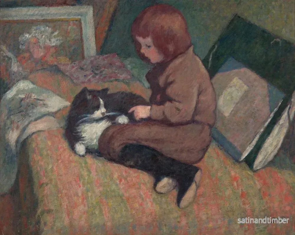 Reproduktion av målningen Lilla barnet med katten - Georges d'Espagnat - Bild 2