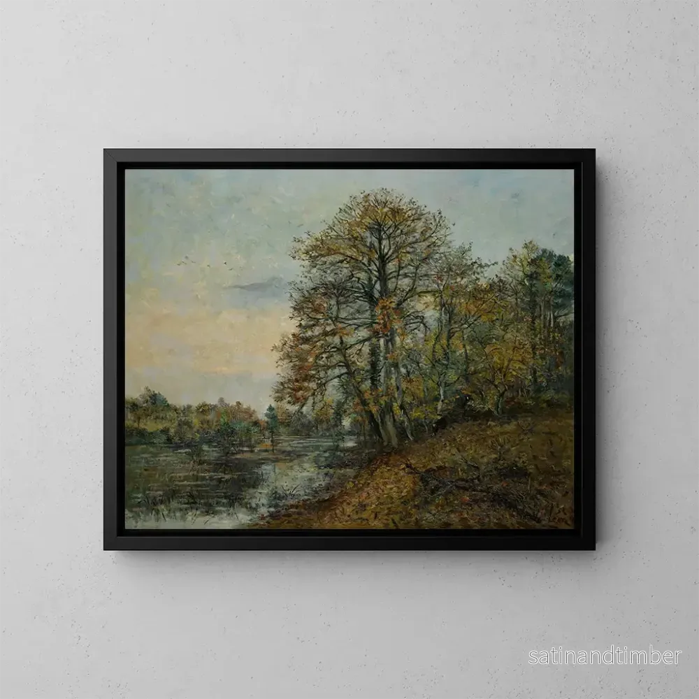 Reproduktion av målningen Le Bord du lac à l'automne - Emmanuel de La Villon