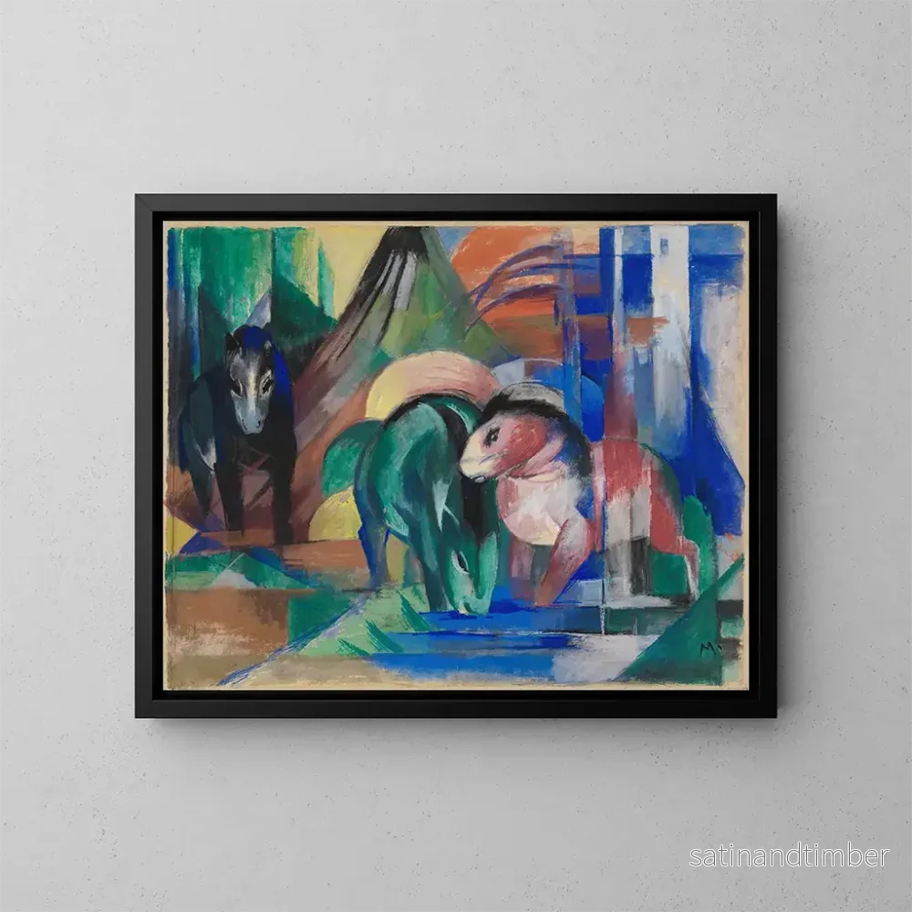 Reproduktion av målningen Tre hästar vid skogsbäcken – Franz Marc Reproduktion av målningen Tre hästar vid skogsbäcken – Franz Marc