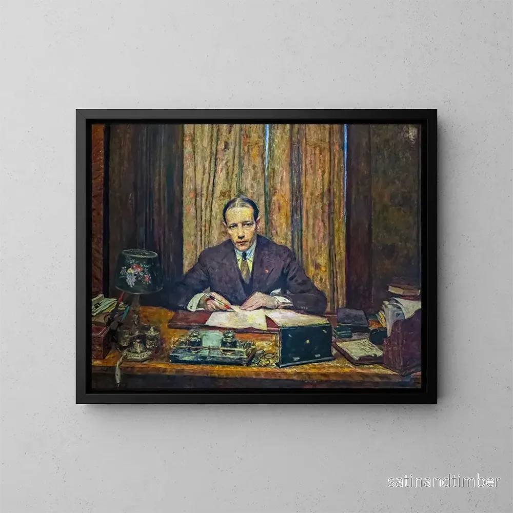 Reproduktion av målningen av Lucien Rosengart vid sitt arbetsbord - Édouard Vuillard