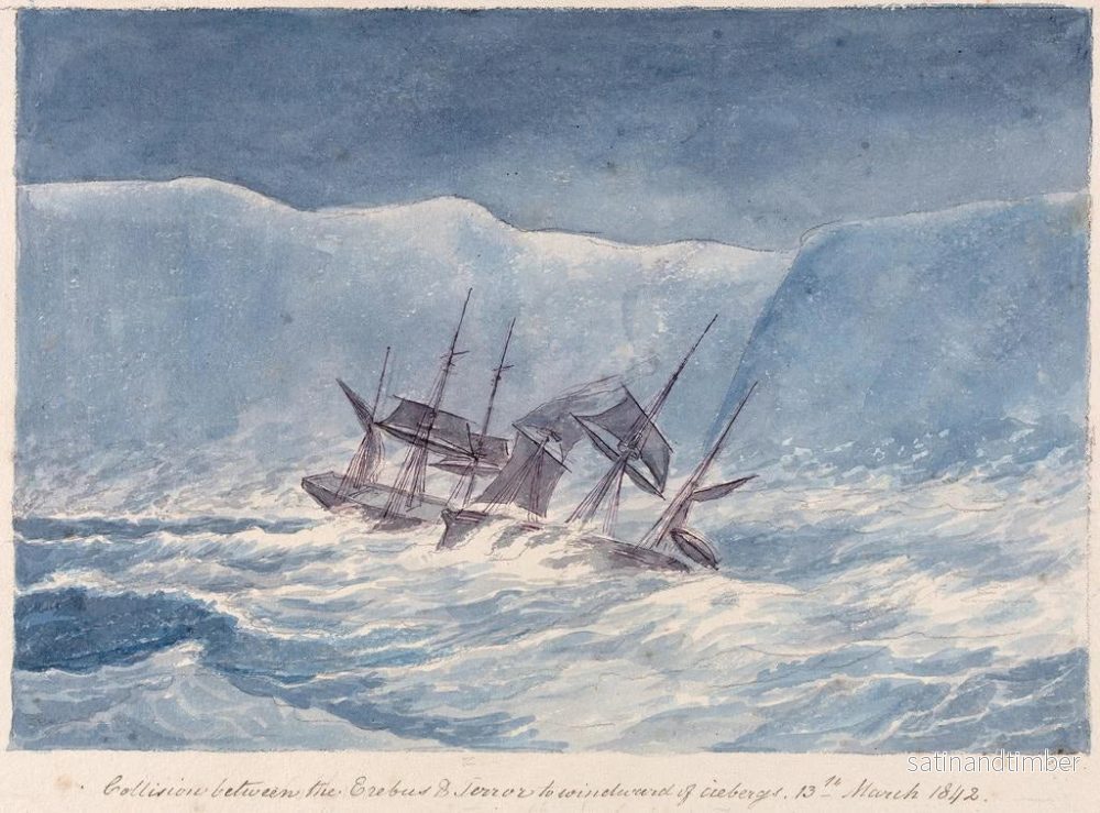 Reproduktion av målningen Kollisions mellan Erebus och Terror i isbergsvinden, 13 mars 1842 - Charles Hamilton Smith - Bild 2