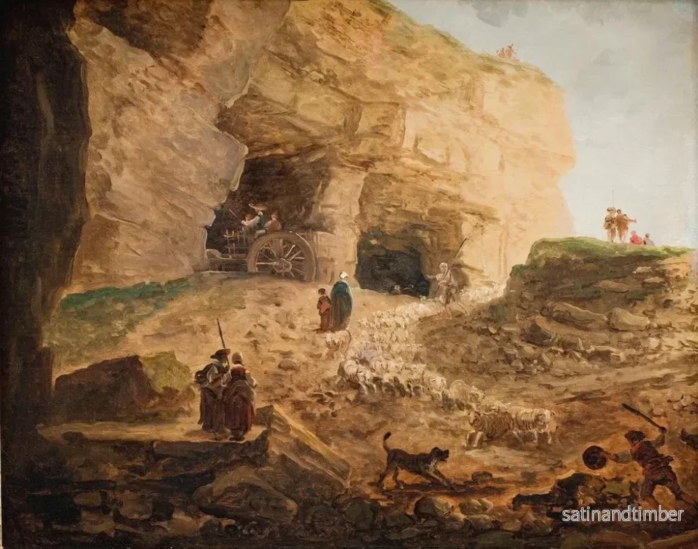 Reproduktion av målningen En karriär med ett fårflock - Hubert Robert - Bild 2