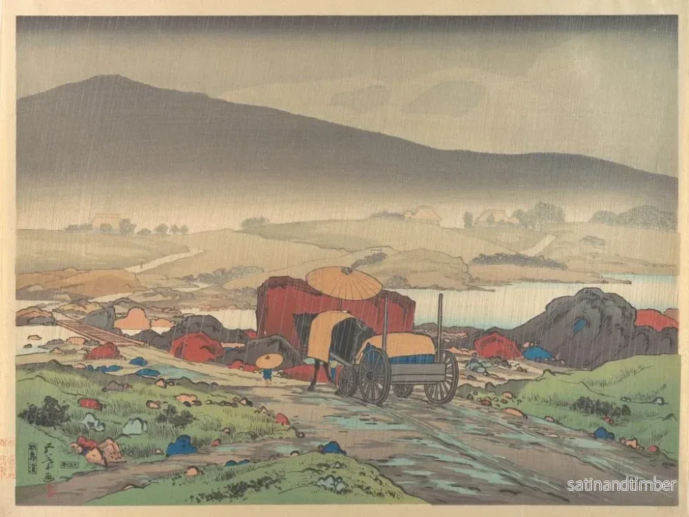 Reproduktion av målningen Regn i Yabakei - Hashiguchi Goyō - Bild 2