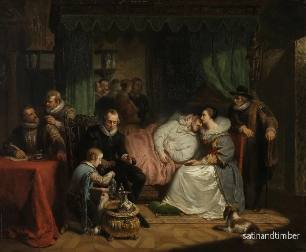 Reproduktion av målningen av prins William I som ammas av sin hustru Charlotte de Bourbon efter mordförsöket i Antwerpen 1582 - Nicolaas Pieneman - Bild 2