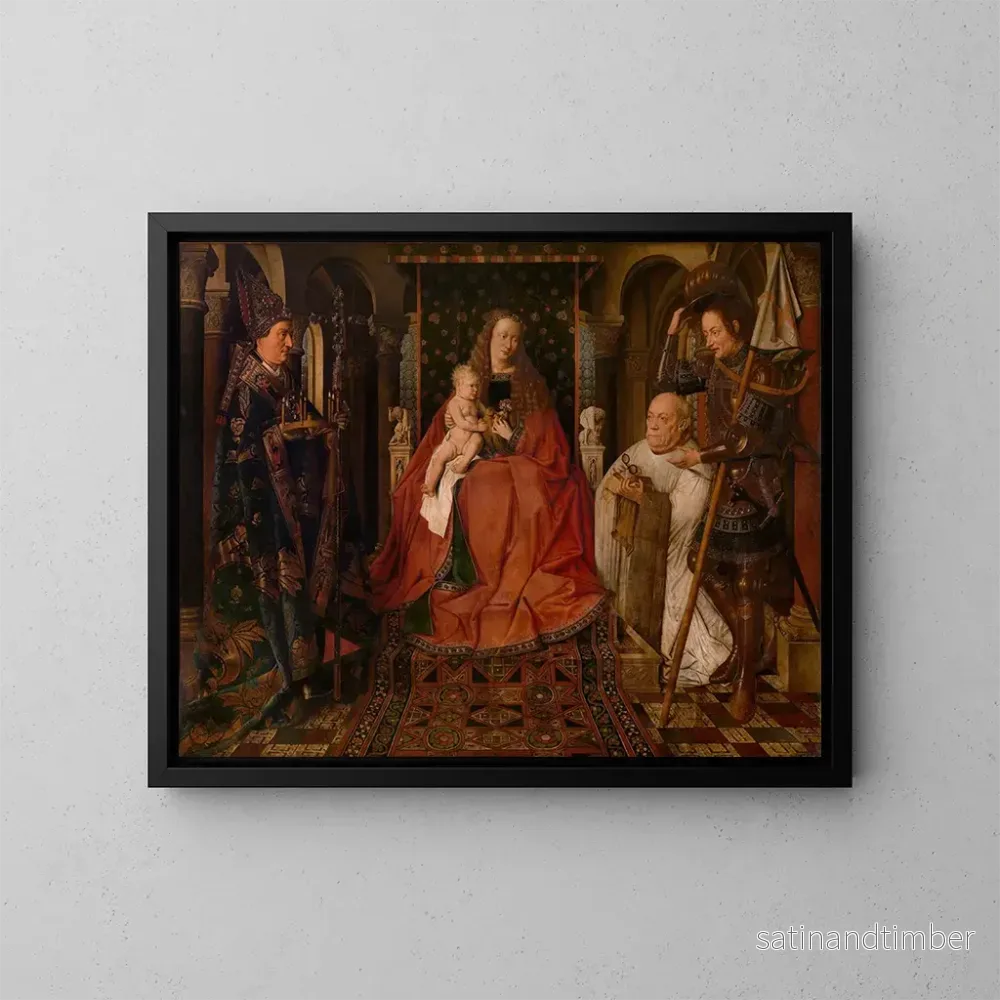 Reproduktion av målningen Madone omgiven av helgon Georg, helgon Donatien från Reims och donatorn, kanik Van der Paele - Jan van Eyck
