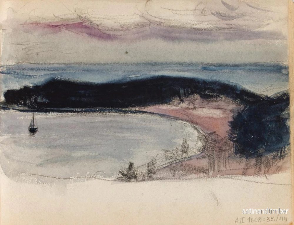 Reproduktion av målningen Landskapsmålning med maritimt motiv och skiss av bukten - Magnus Enckell - Bild 2