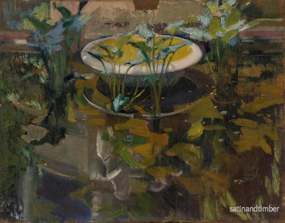 Reproduktion av målningen av trädgården i Casa Sorolla, reflektion i förtroendefontänen - Joaquín Sorolla - Bild 2