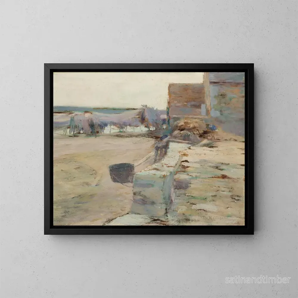 Reproduktion av målningen av fiskebodar i Frankrike - Theodore Robinson