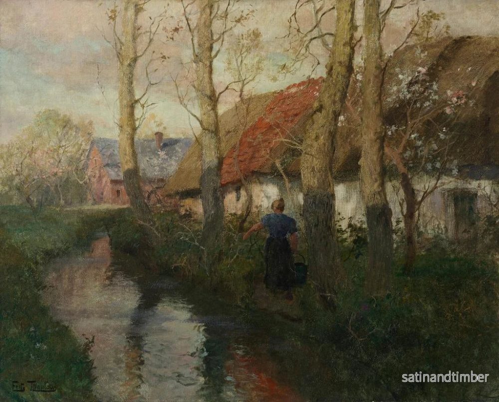 Reproduktion av målningen En flod i Normandie med en kvinna som bär vatten - Frits Thaulow - Bild 2