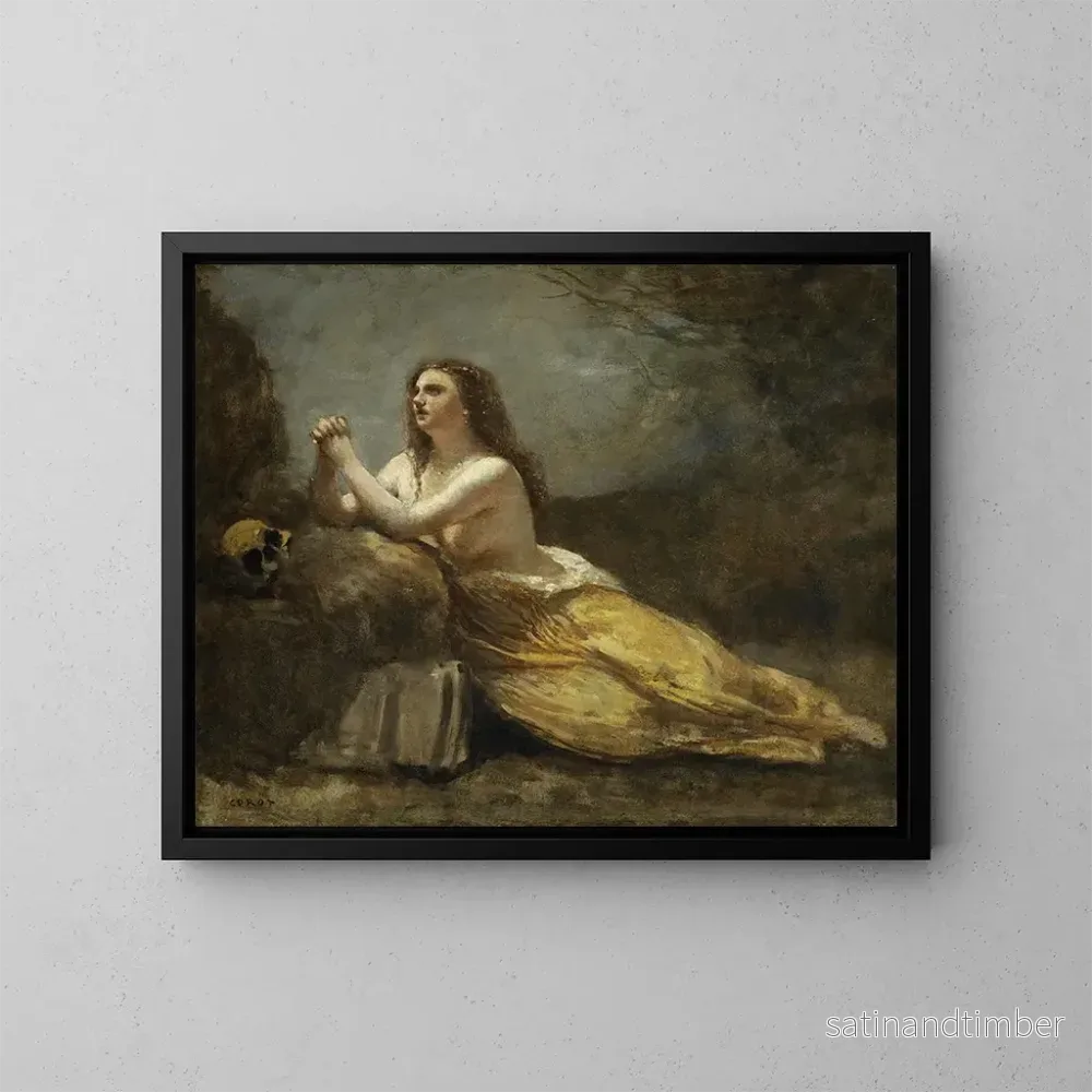 Reproduktion av målningen Madeleine i bön - Jean-Baptiste-Camille Corot