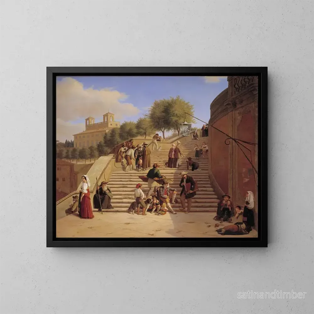 Reproduktion av målningen Les escaliers espagnols à Rome - Julius Friedländer