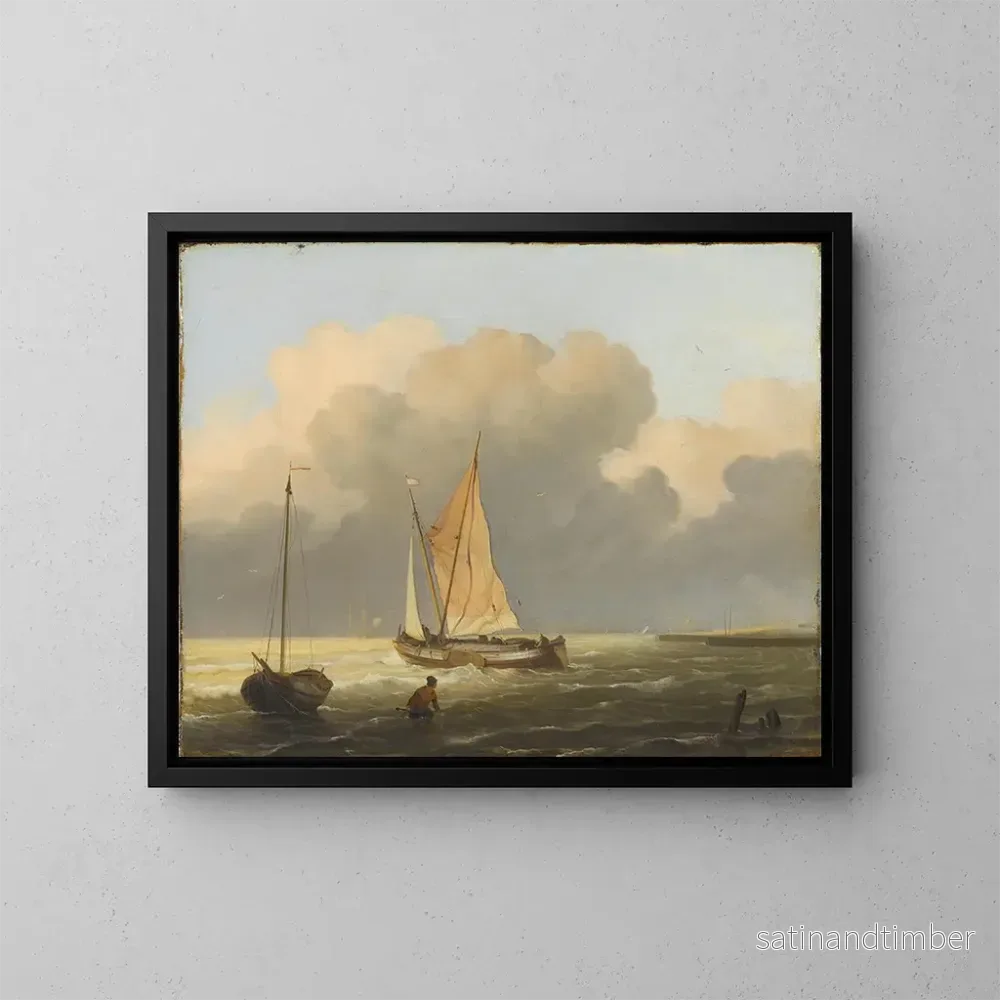 Reproduktion av målningen Mer au large med en segelbåt - Ludolf Bakhuizen