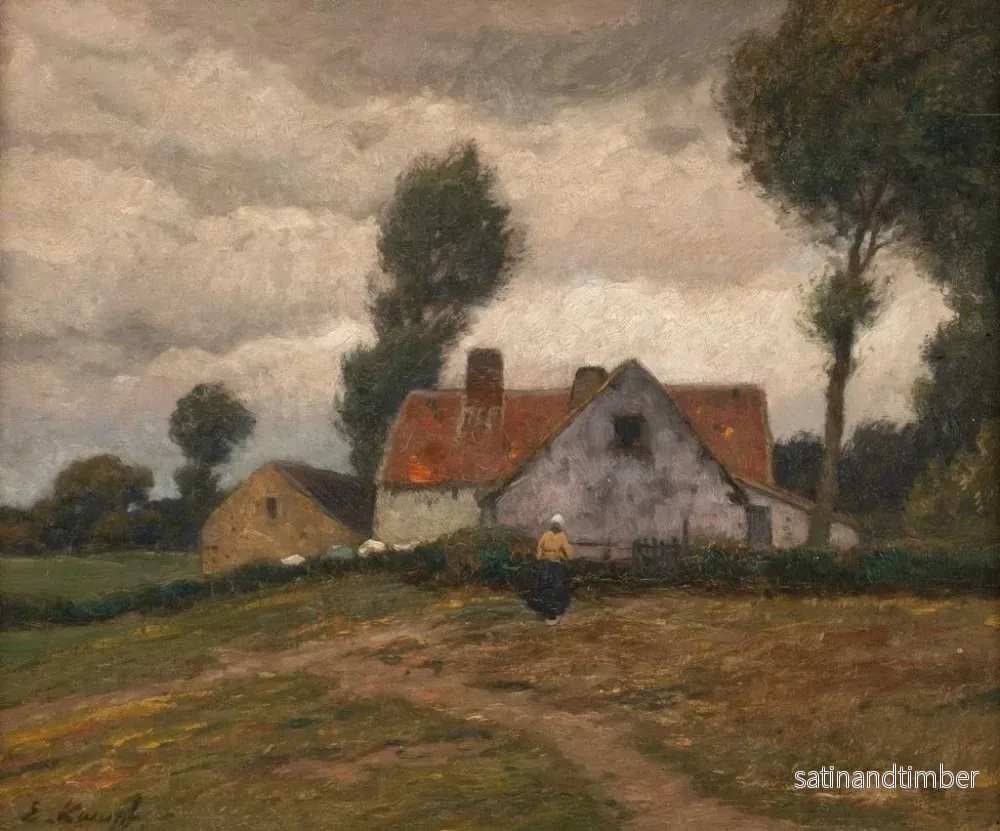 Reproduktion av målningen av en gård i ett stormigt landskap - Eugen Kampf - Bild 2
