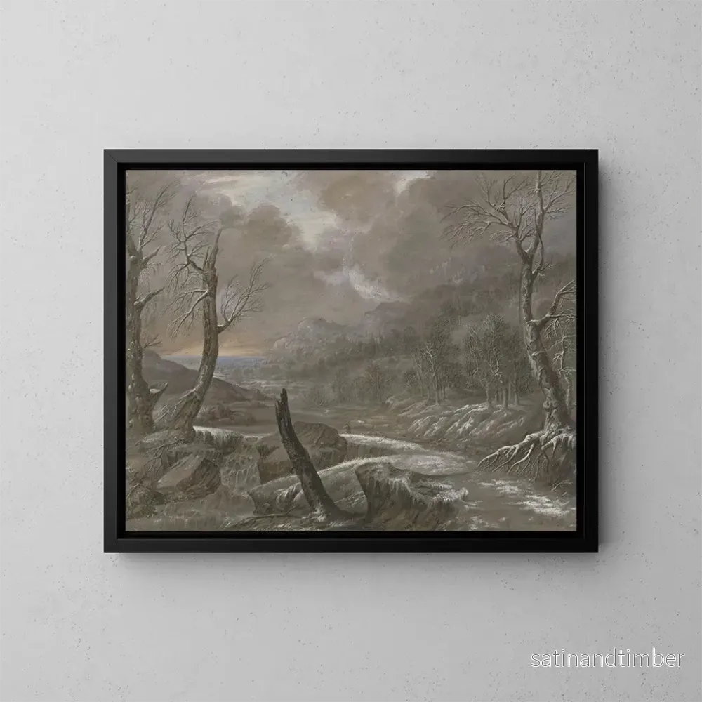 Reproduktion av målningen Landskapsvatten med en flod - Johann Nikolaus Gassner