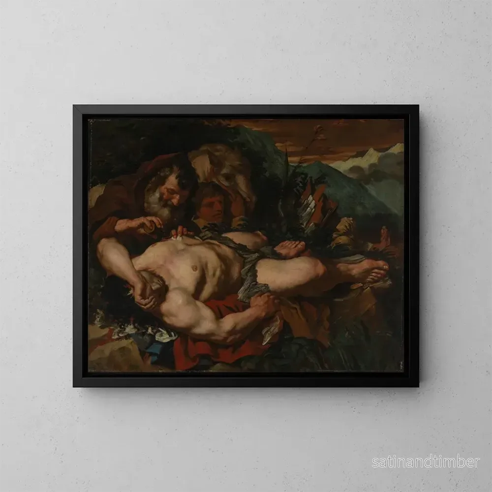 Reproduktion av målningen Le Bon Samaritain - Giovanni Battista Langetti