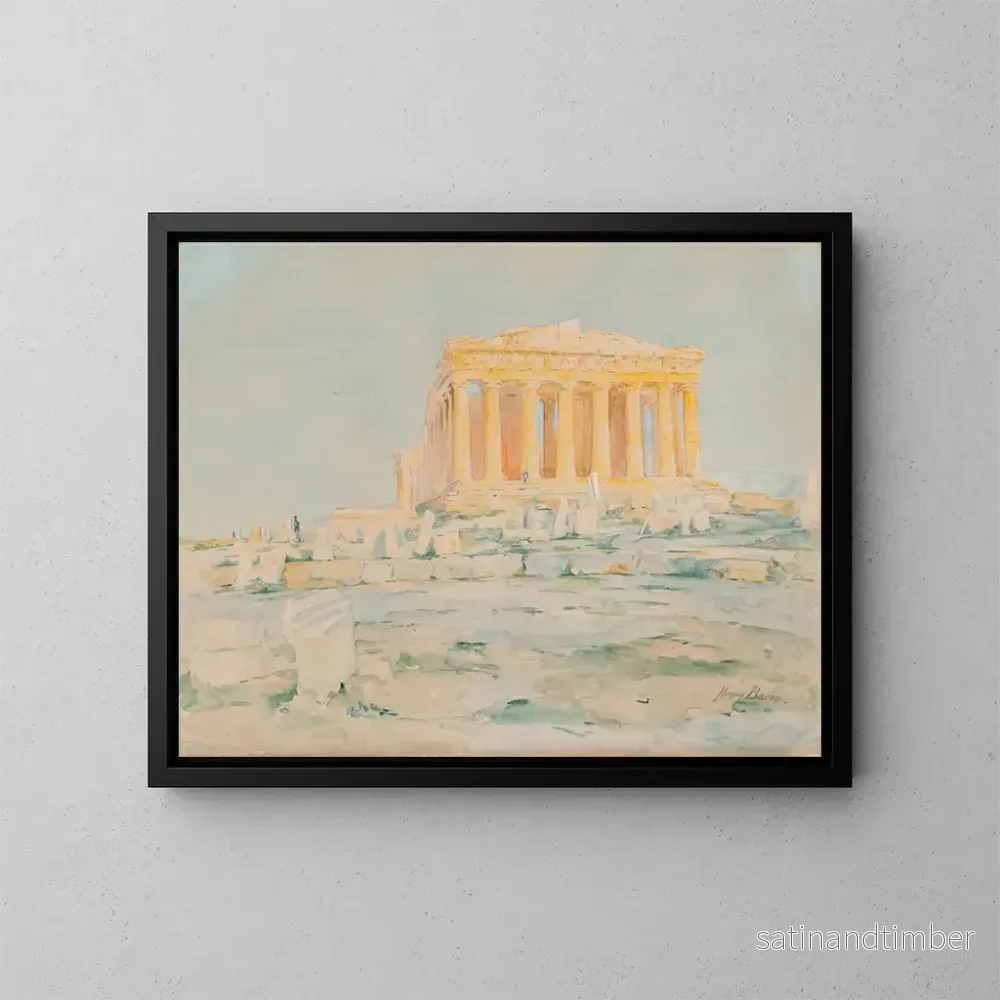 Reproduktion av målningen av västfasaden av Parthenon - Henry Bacon