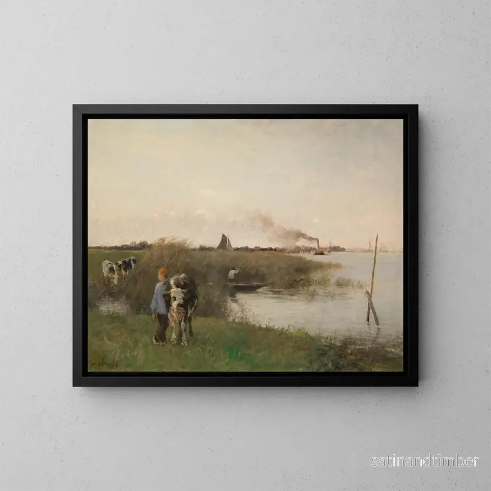 Reproduktion av målningen idyllisk flodlandskap - Otto von Thoren