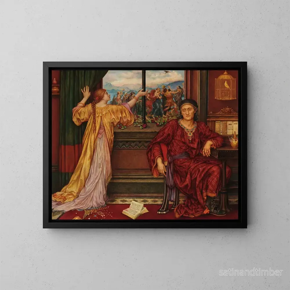 Reproduktion av målningen La Cage dorée - Evelyn De Morgan