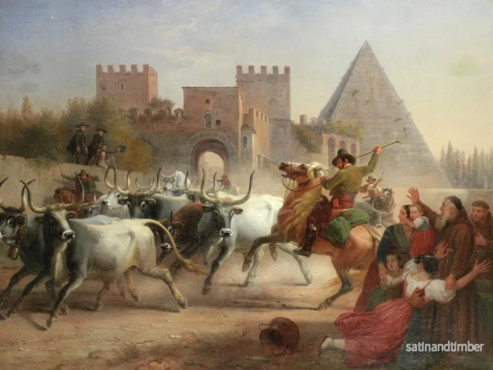 Reproduktion av målningen av boskapsdrivning framför Porta San Paolo och Cestiuspyramiden i Rom - Dietrich Wilhelm Lindau - Bild 2