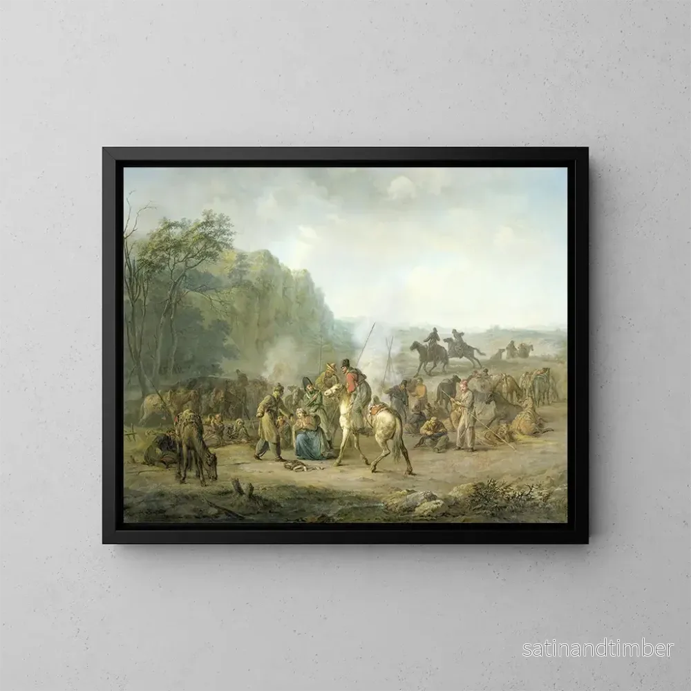 Reproduktion av målningen Bivouac cosaque 1813 - Louis Moritz