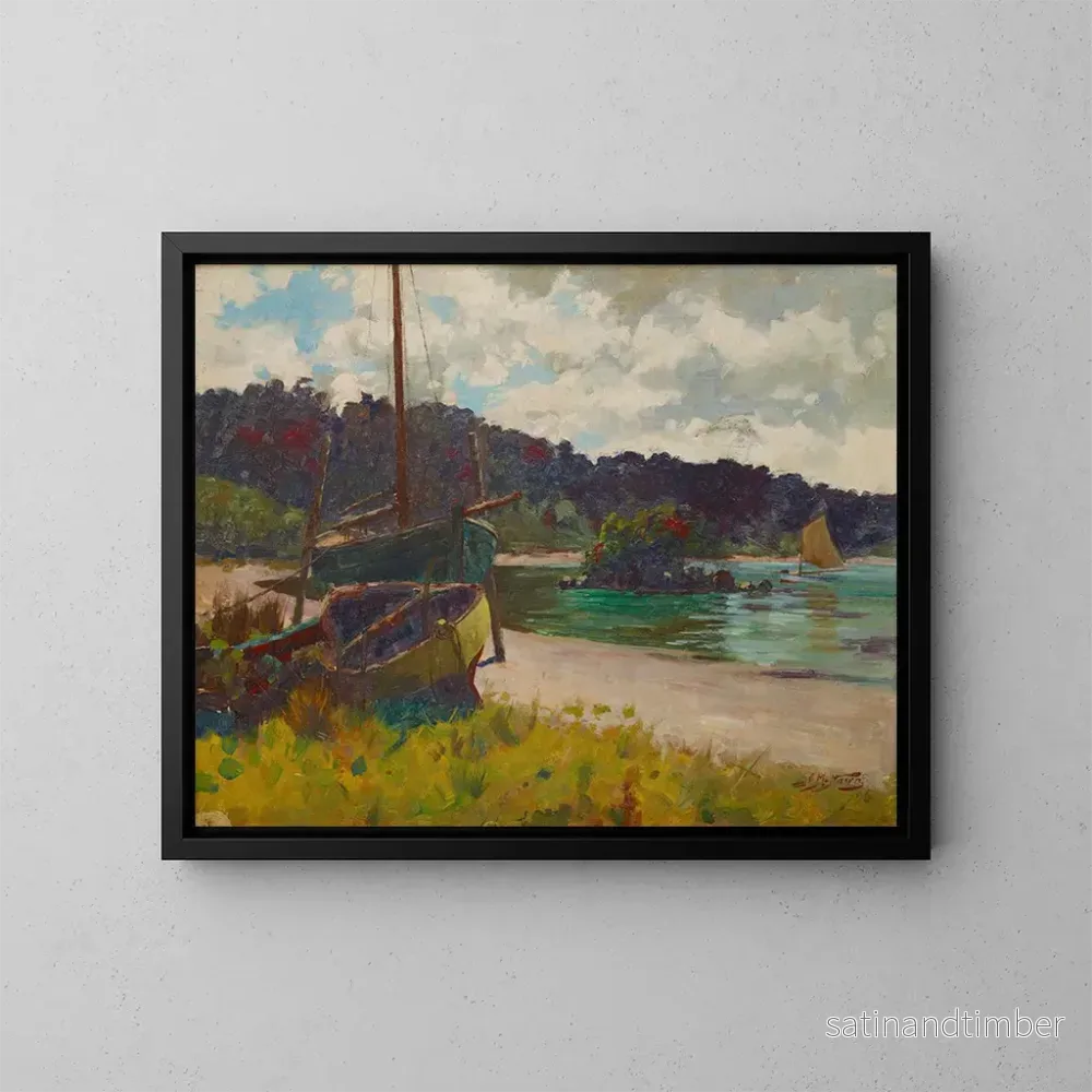 Reproduktion av målningen Baie de la Demi-Lune, Île Stewart – James Nairn Reproduktion av målningen Baie de la Demi-Lune, Île Stewart – James Nairn