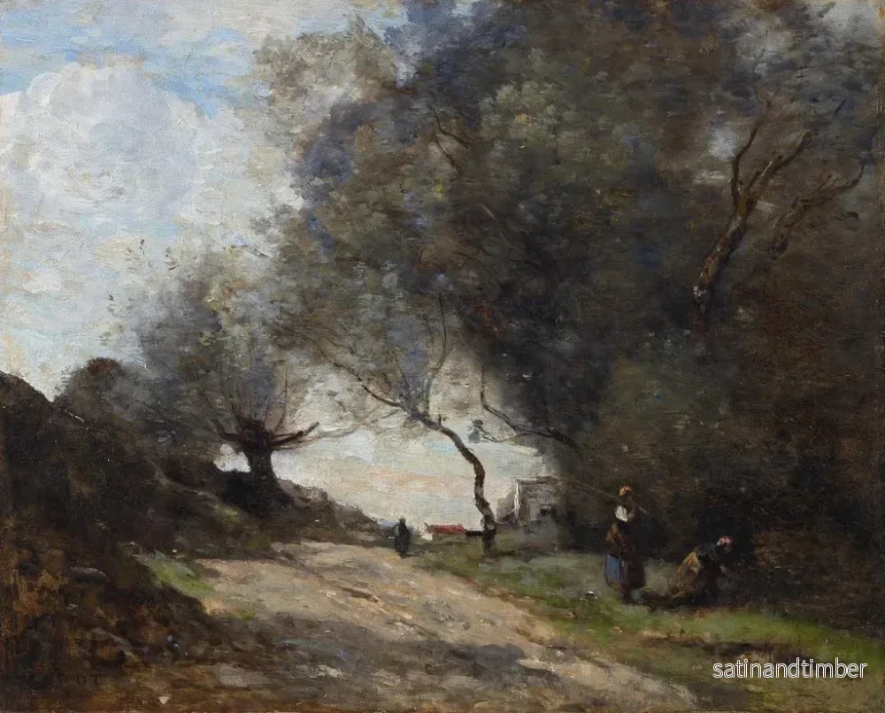Reproduktion av målningen La cueillette au bord du chemin - Jean-Baptiste-Camille Corot - Bild 2
