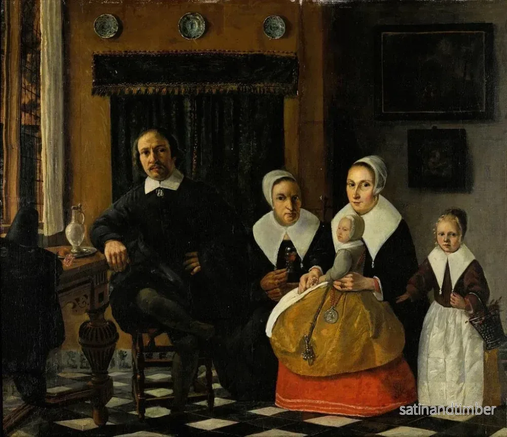 Reproduktion av målningen Familjeporträtt i ett interiör - Esaias Boursse - Bild 2