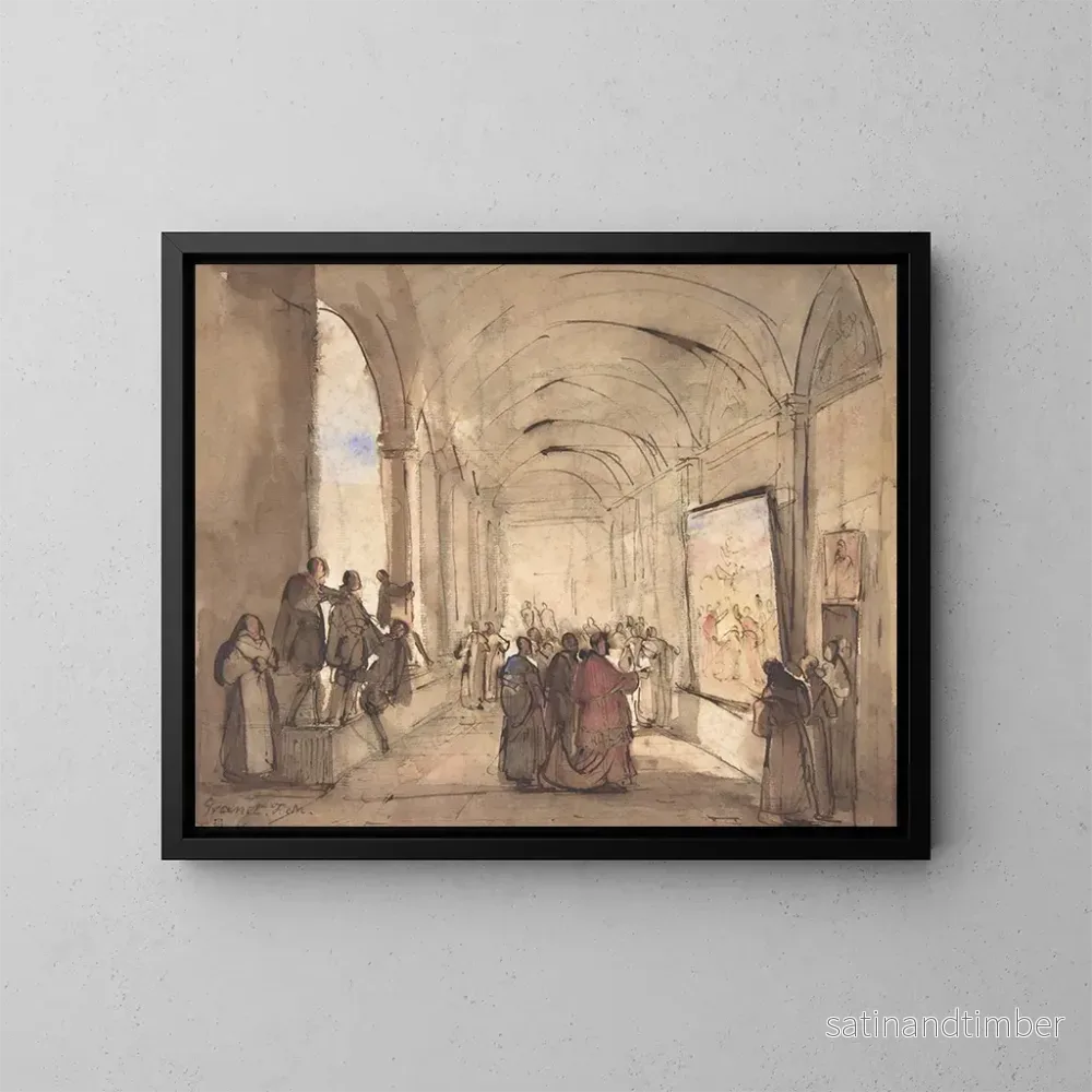 Reproduktion av målningen En kardinal som granskar en målning i ett kloster – François-Marius Granet Reproduktion av målningen En kardinal som granskar en målning i ett kloster – François-Marius Granet