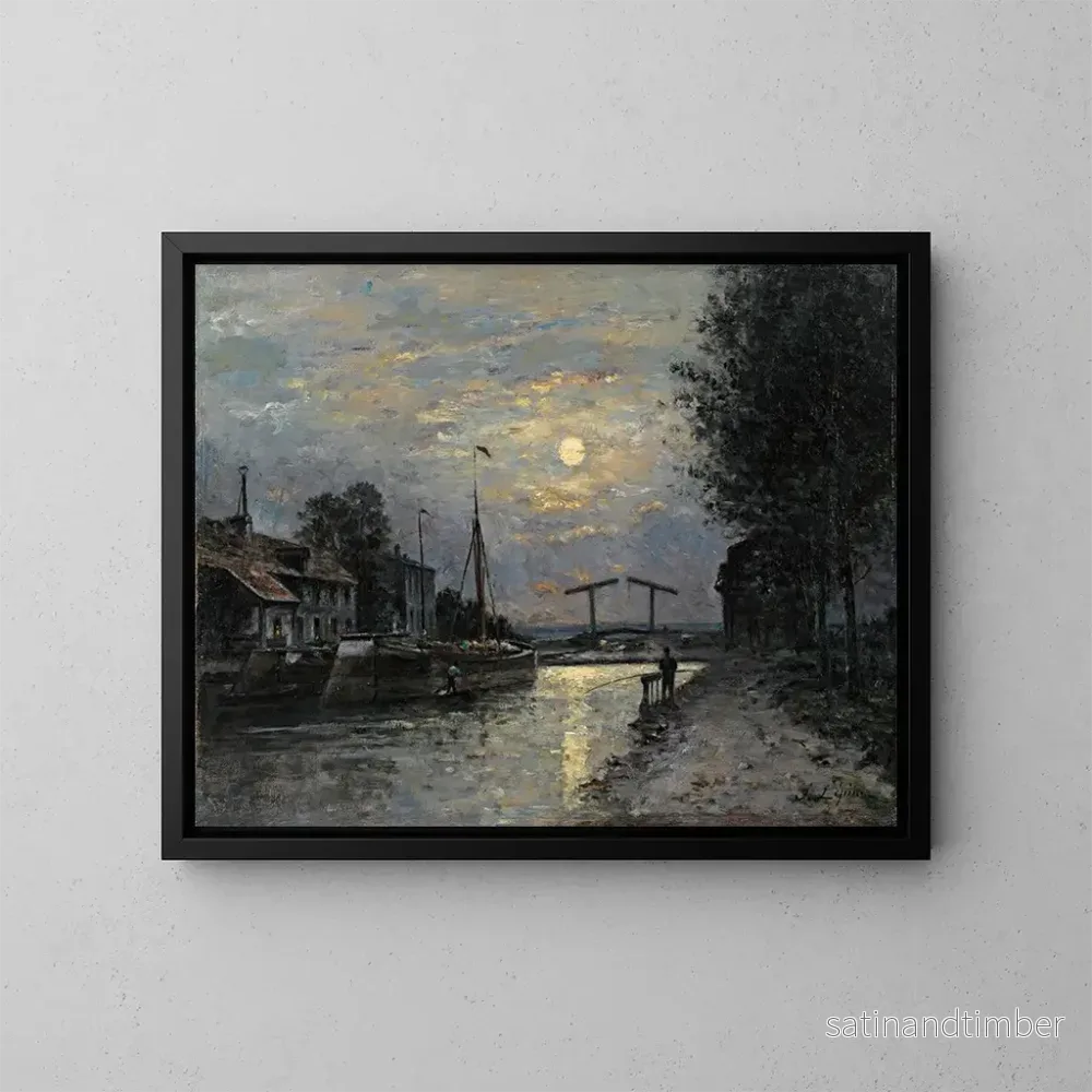 Reproduktion av målningen Le Canal Saint-Denis, månljuseffekt - Stanislas Lépine