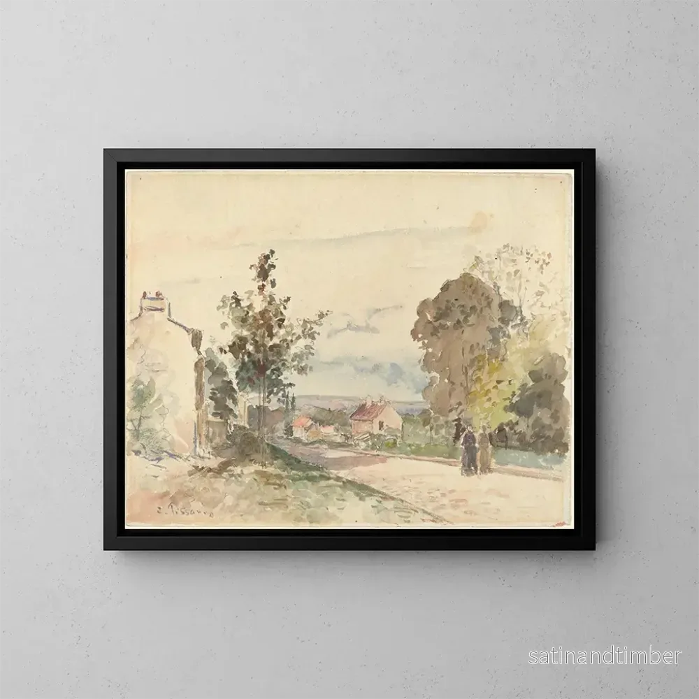 Reproduktion av målningen La route de Versailles à Louveciennes - Camille Pissarro