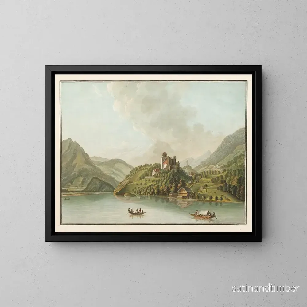 Reproduktion av målningen Vue de Rinkenberg sur le lac de Brienz - Caspar Wolf