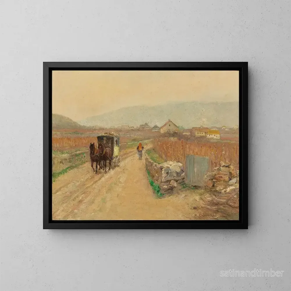 Reproduktion av målningen Coche sur un chemin de village - Emil Strecker