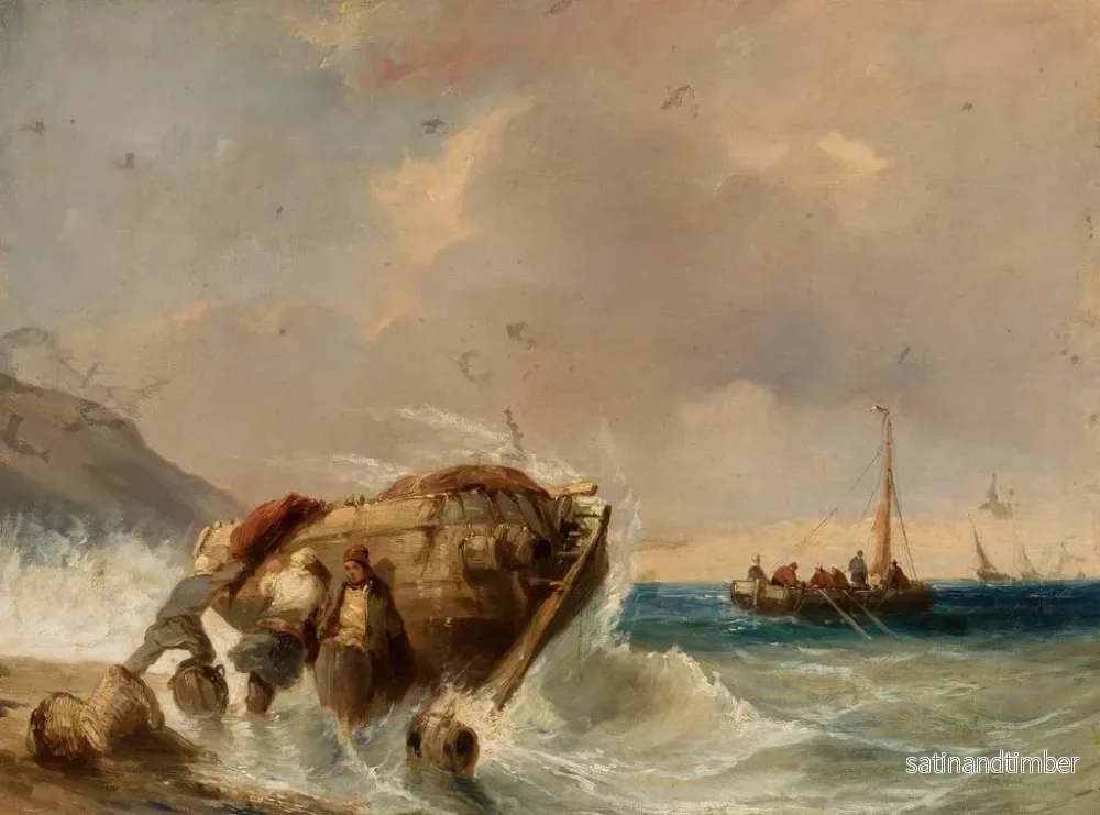 Reproduktion av målningen av fiskebåt vid havskusten - Eugène Isabey - Bild 2