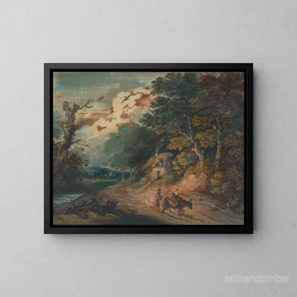 Reproduktion av målningen Landskapsbild med en figur som rider på en åsna - Gainsborough Dupont