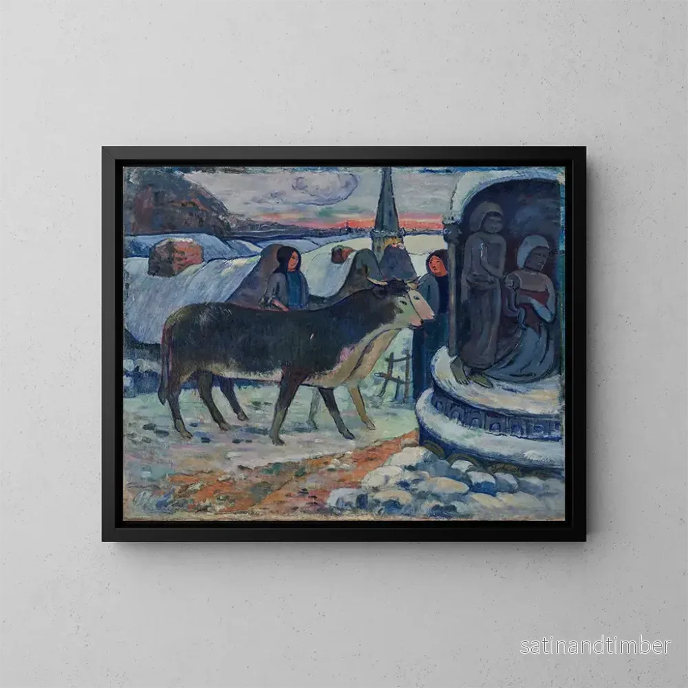 Reproduktion av målningen Natt av jul, välsignelsen av oxarna - Paul Gauguin
