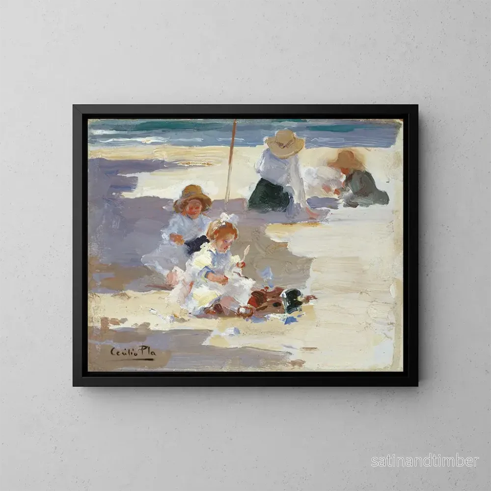 Reproduktion av målningen Spela på stranden – Cecilio Pla y Gallardo Reproduktion av målningen Spela på stranden – Cecilio Pla y Gallardo