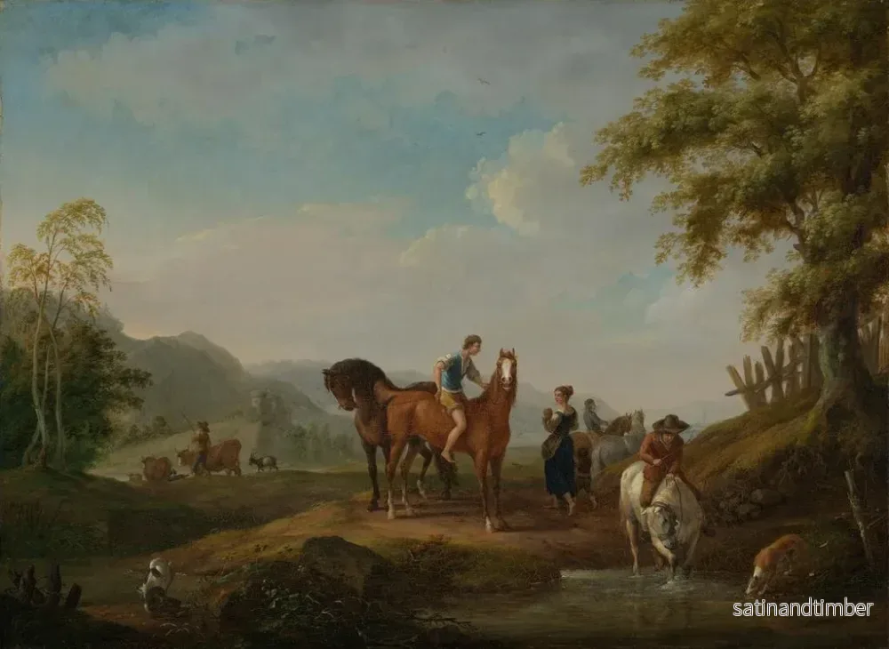 Reproduktion av målningen av hästar vid vattenhål - Johann Georg Pforr - Bild 2