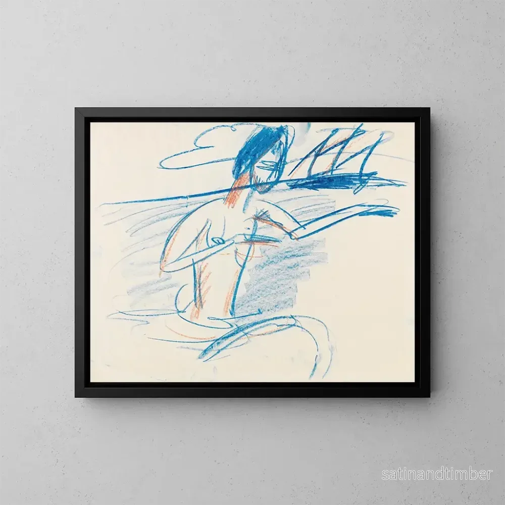 Reproduktion av målningen Akt av badare med segelbåt – Ernst Ludwig Kirchner Reproduktion av målningen Akt av badare med segelbåt – Ernst Ludwig Kirchner