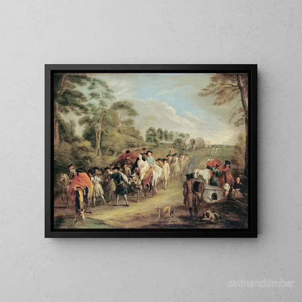 Reproduktion av målningen Soldats en marche - Jean-Antoine Watteau