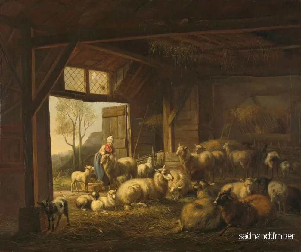 Reproduktion av målningen av får och getter i ett stall - Jan van Ravenswaay - Bild 2