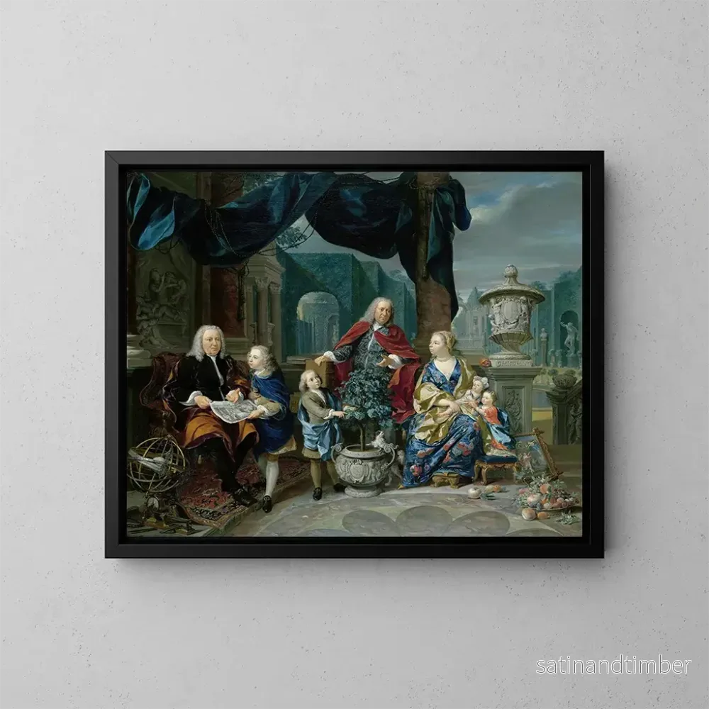 Reproduktion av målningen porträtt av David van Mollem med hans familj - Nicolaas Verkolje
