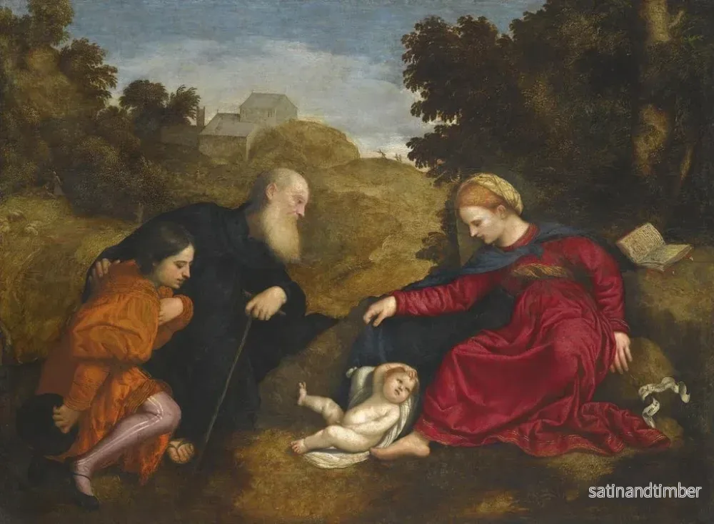 Reproduktion av målningen Vierge med barnet med helgonet Antonius av Padua och en ung donator - Paris Bordone - Bild 2