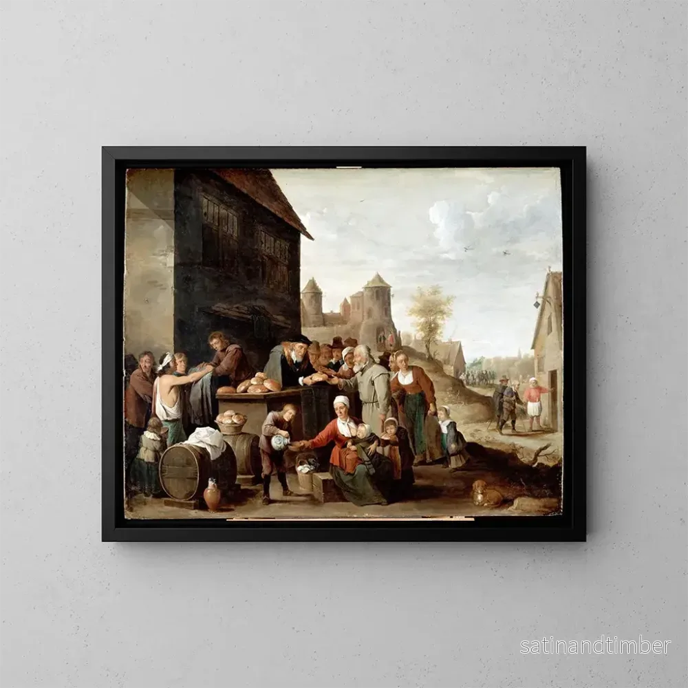 Reproduktion av målningen av de sju kroppsliga barmhärtighetsverken - David Teniers den yngre